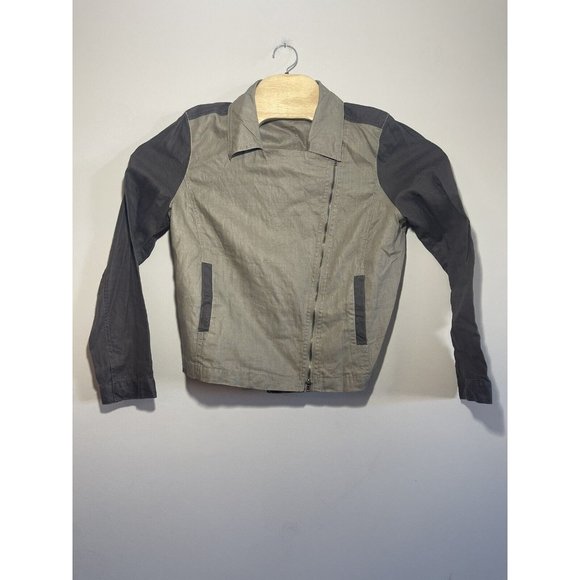Eileen Fisher Asymmetrical Zip Moto Jacket-Org Linen-Stone/Brown-Medium NWT $258 - Picture 1 of 7
